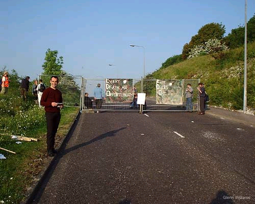 The view of arms dealers arriving for work