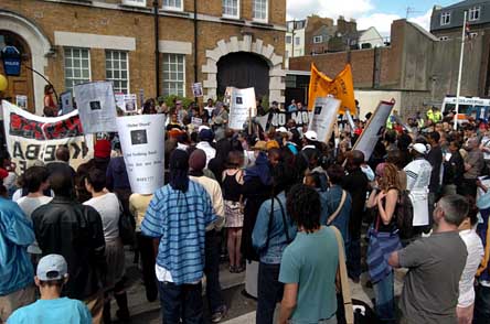 Hundreds gathered in defiance.