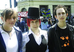 Squat supporters, from left, Annie, Hana and Chavez, who said: 'They have giv...