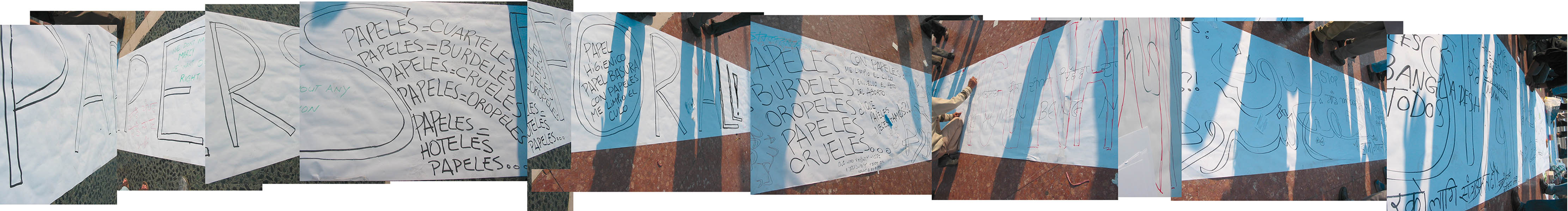 one very long peice of paper with lots and lots of writing on it !