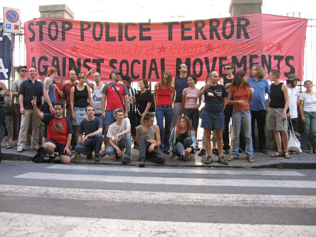 protestors back at diaz