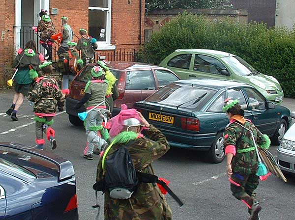 Charrrge - Rebel Clowns storm the Labour Party headquarters in Leeds