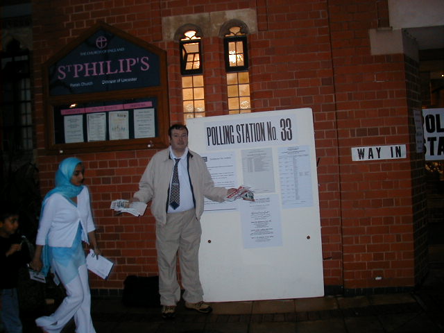 Outside polling staion 33, Evington Road, Leicester Thursday 15th July.