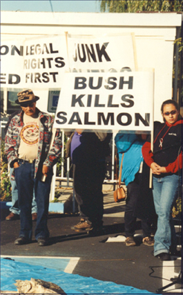 protest after the fish kill