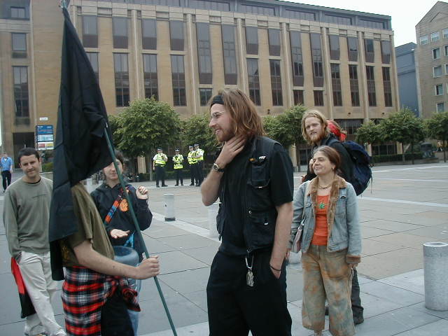 Gathering in Festival Square, Edinburgh's financial district in the West End.