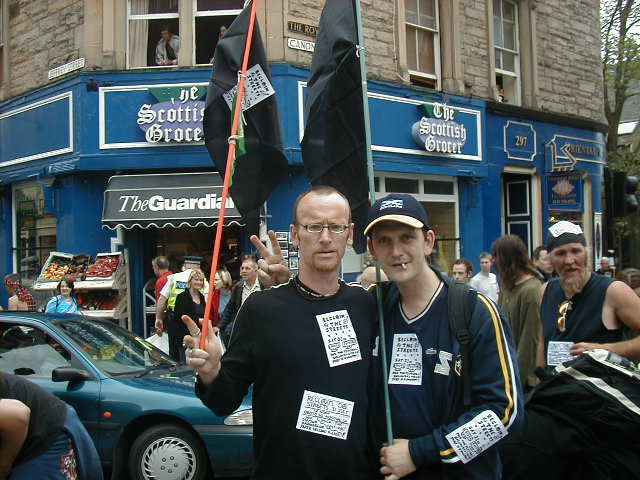 `Take back the streets!` at the junction of Jeffrey Street and the Royal Mile.
