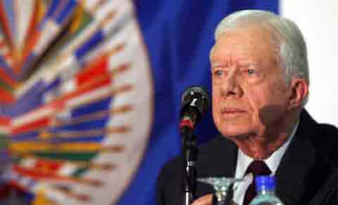 ex-president jimmy carter, maybe not happy, but glad to be on TV again