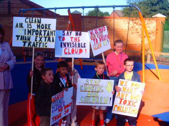 Local children join the protest