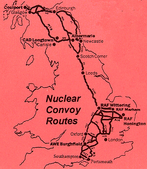Possible Convoy-Routes - Picture Yorkshire CND