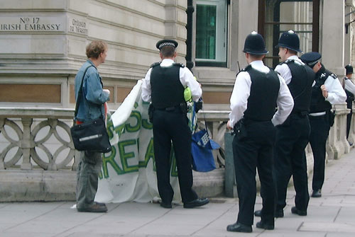 These barriers are for your protection. Otherwise we have to arrest you.