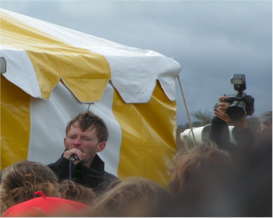 Thom Yorke speaking to the assembly