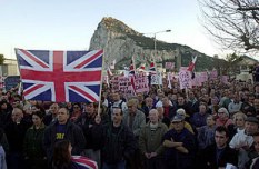 Gibraltar - colonialist demostration: The andalusian Ian Pasley's friends