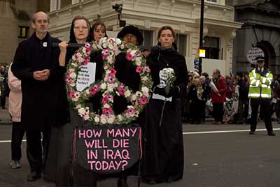 Code Pink lead the march to the Cenotaph