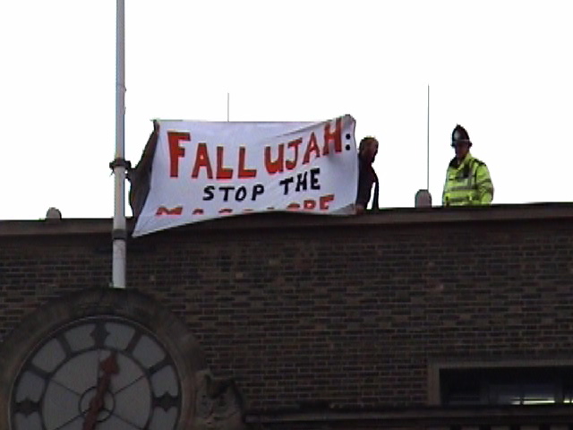 The protestors have a visitor...