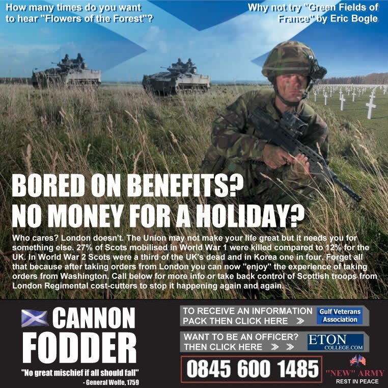 `CANNON FODDER` army recruiting poster.