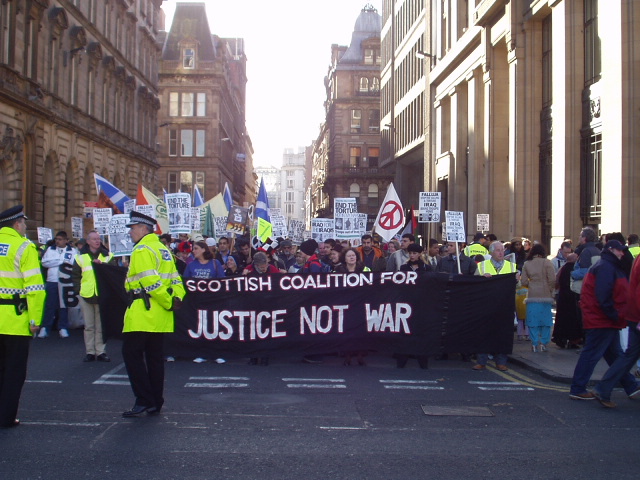 Start of march in Hanover street, off George Square, Glasgow.