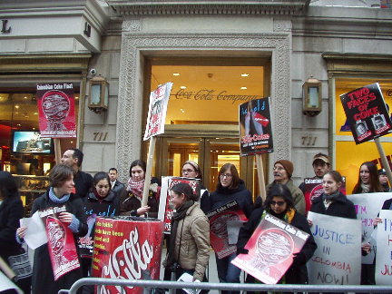 Anti Killer-Coke Demonstrators Outside Killer-Coke's NYC Corporate Headquarters