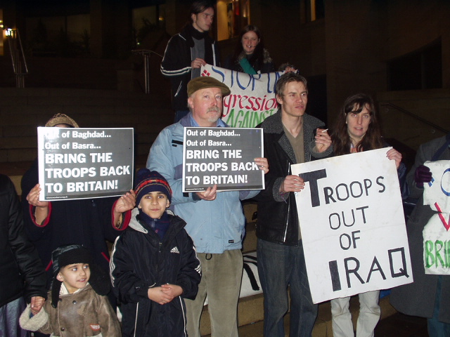 Vigil by the steps leading up to the Glasgow Royal Concert Hall.