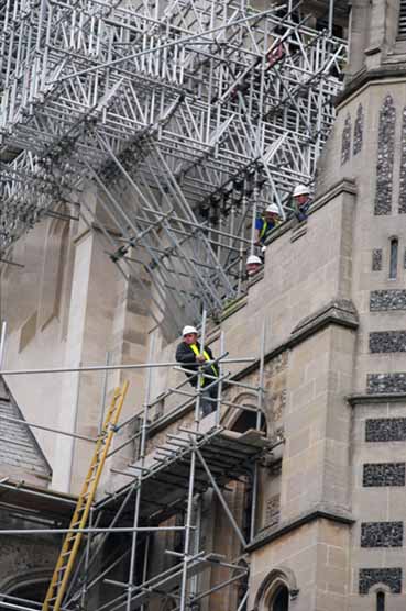 Even the builders downed tools.