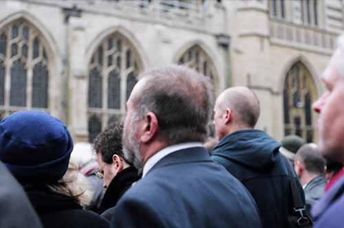 Respectful silence during the service.