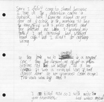 Miguels letter to his school