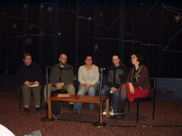 From left: Rev David Mann, Mahmoud, Rose Gentle, A L Kennedy, Ewa Jasiewicz.