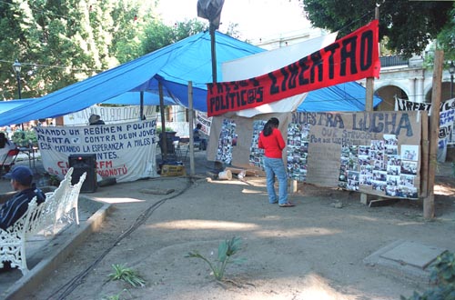 The CIPO-RFM protest camp in Oaxaca town centre.......