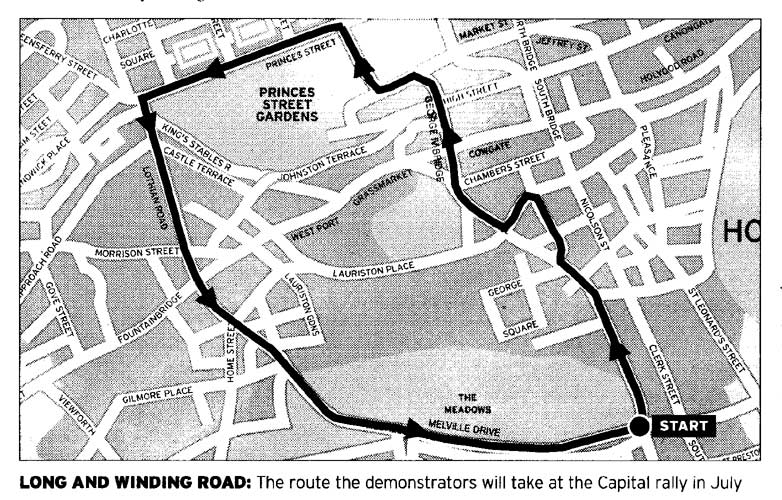 route for "Make Poverty History" Coalition 2nd of July