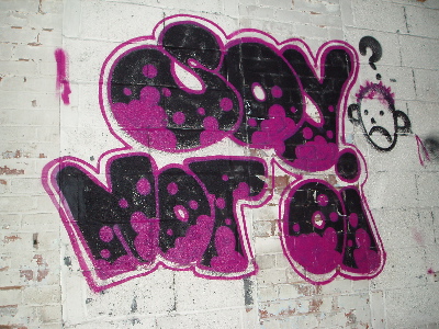 some grafitti inside the place