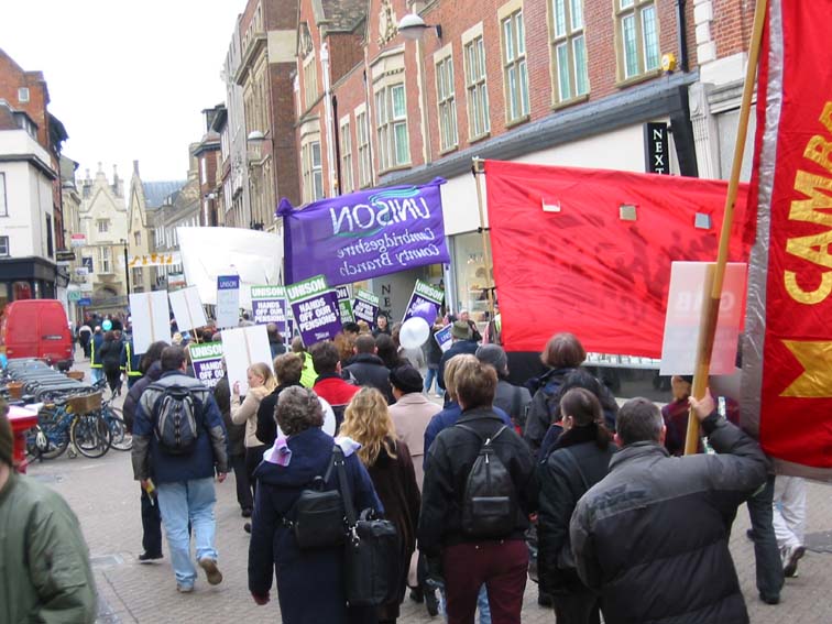 ...the Cambridge TUC pensions march, where, in some places...