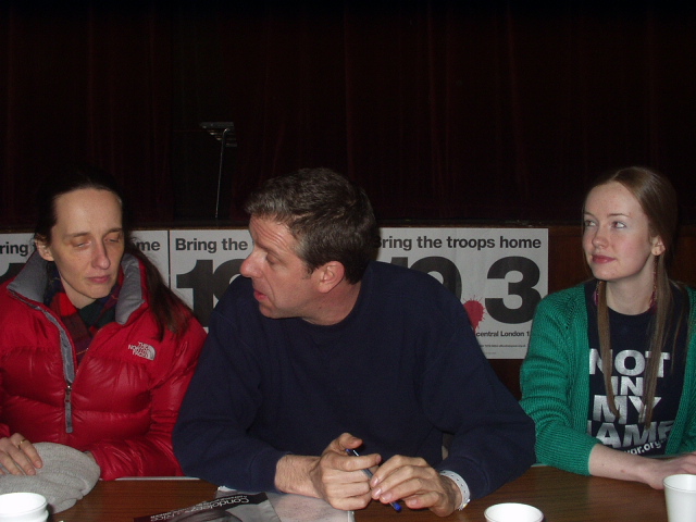 From left; A L Kennedy, Chris Nineham of STW and Debbie of Glasgow University.