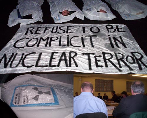 "Body bag" die-in, radiation kills, submissions to the committee