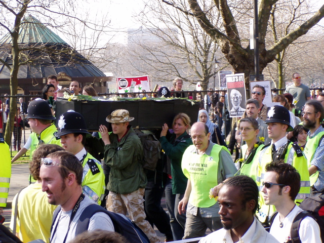 carrying the coffin to the u.s embassy
