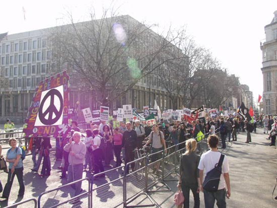 Marching past the US Embassy - Grosvenor Square
