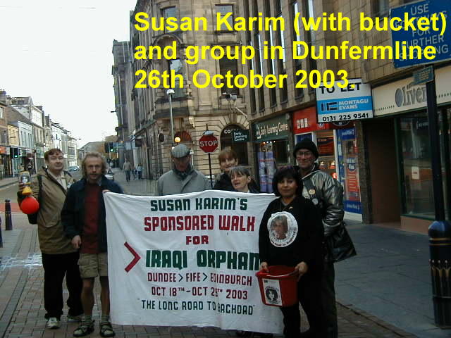 Susan Karim (with bucket) in Dunfermline Sunday October 26th 2003.