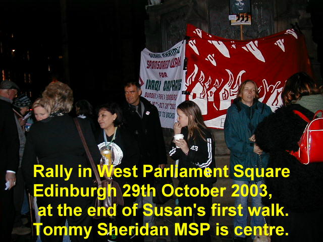 Rally at end of first walk in West Parliament Square, Edinburgh.