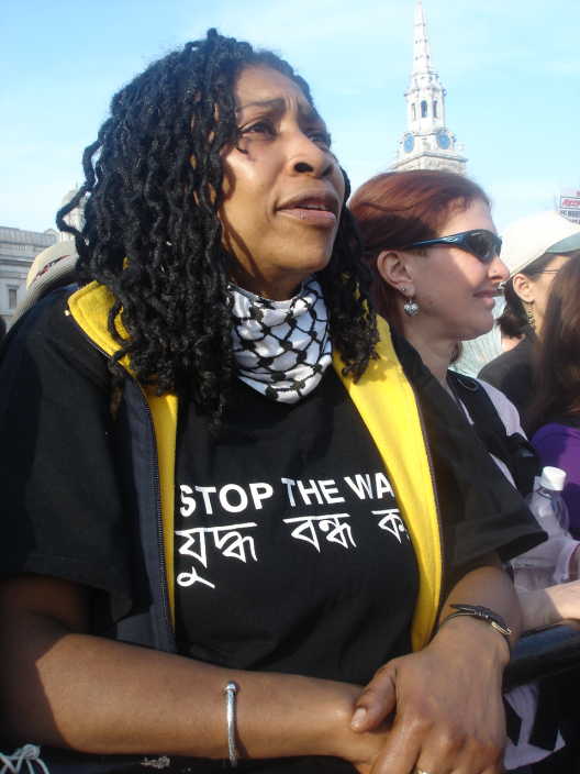 Woman uses her T-shirt to protest