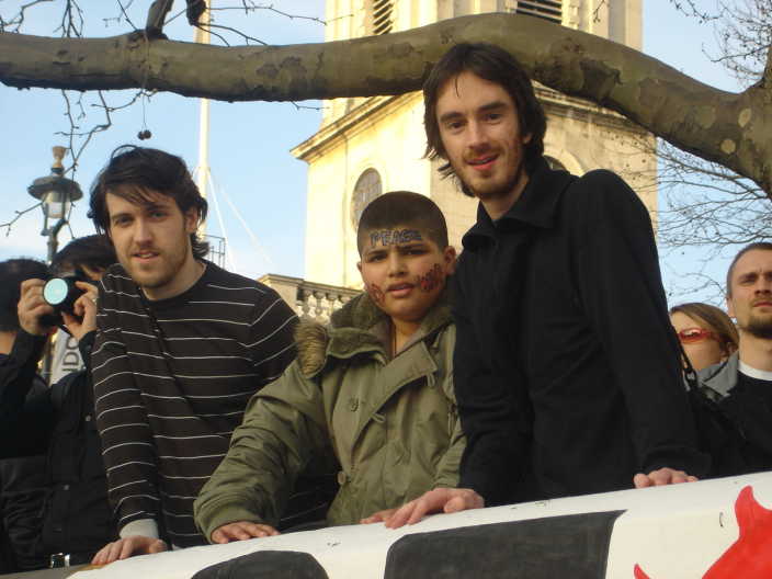 Niall, Kasim and Robin Weaver from Birmingham in Trafalgar Square