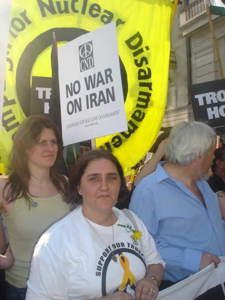 Rose Gentle of Military Families Against War at the front of the march