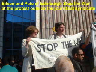 Eileen and Pete fly the Edinburgh STW flag!