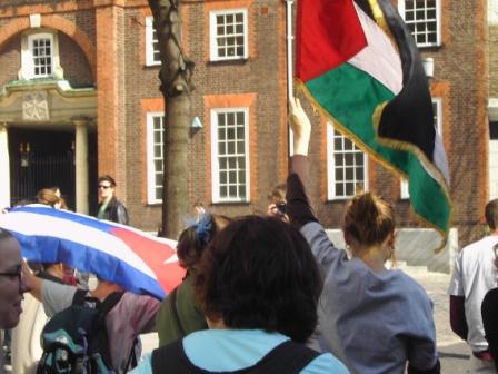 national flags inside the demo