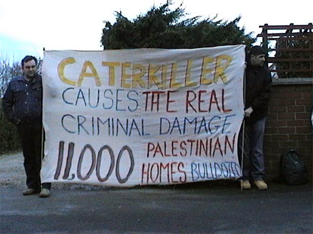 protesters in Caterkiller's car park