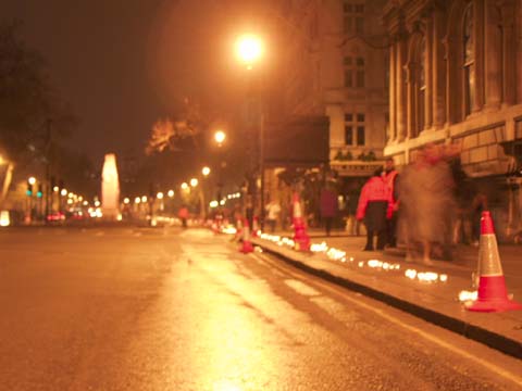 line of vigil candles left stretching all the way down whitehall