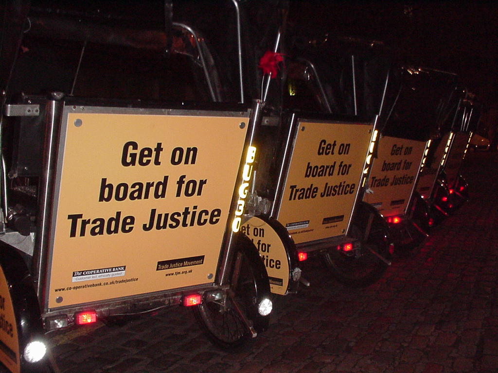 A fleet of zero-carbon emission pedicabs await passengers …