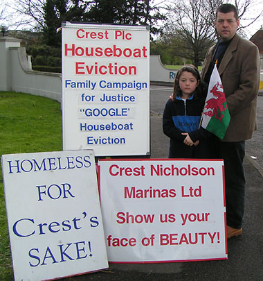 Father and Daughter Protest At Crest Nicholson AGM The Runnymede Hotel Surrey