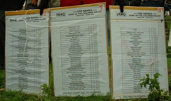 Names of dead Iraqi children