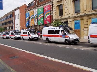 police escort - jsut a few of the vans