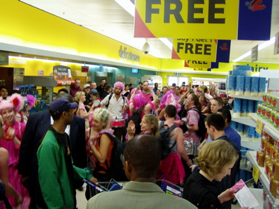 shoppers read the leaflets about the action