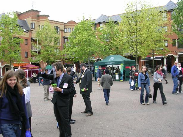 The leaders enter the recruitment fair.