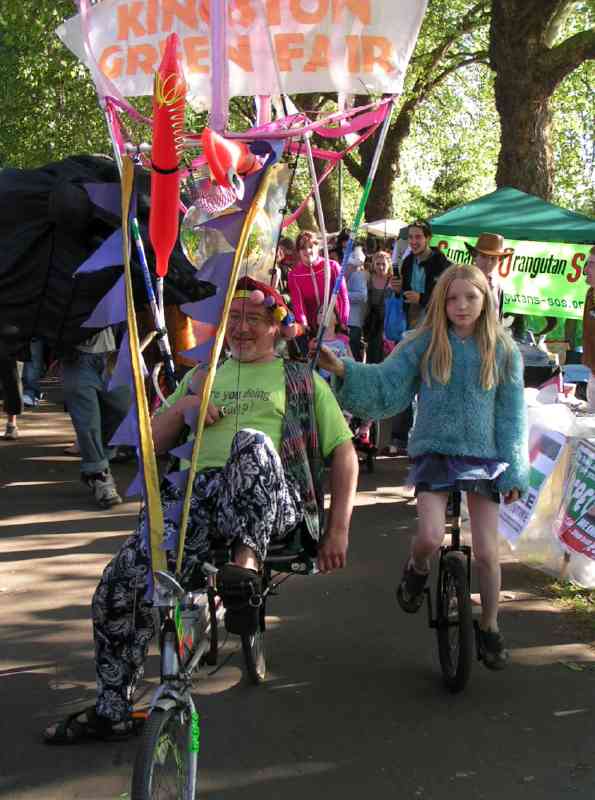Procession A - rococo recumbent + young unicyclist